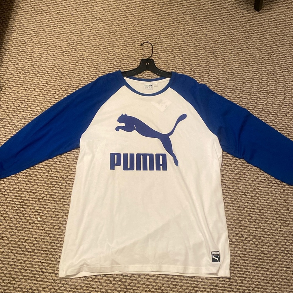 Puma long Tee. XL white and blue